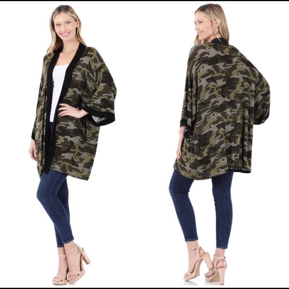 Camouflage Print Open Front Kimono Cardigan| S/M/L | Butterfly Dsigns
